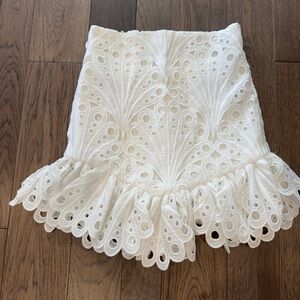 Michael Costello Revolve Eyelet White Skirt